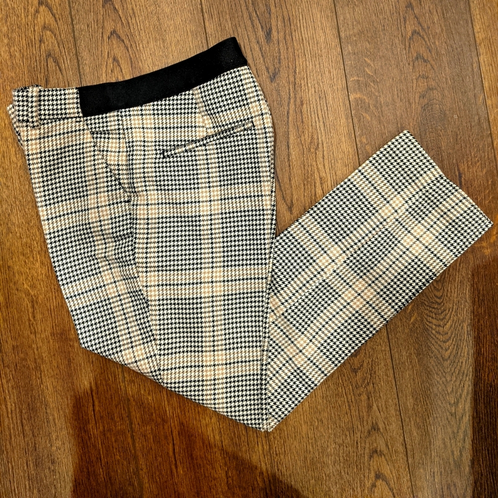 H&M houndstooth elastic waist trouser size US 6